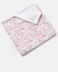 Safari Toile Baby Blanket – Soft Muslin & Fleece in Dusty Blue or Rose Pink