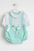 Nola – Spanish Style Mint Green Baby Romper – Ruffled Collar