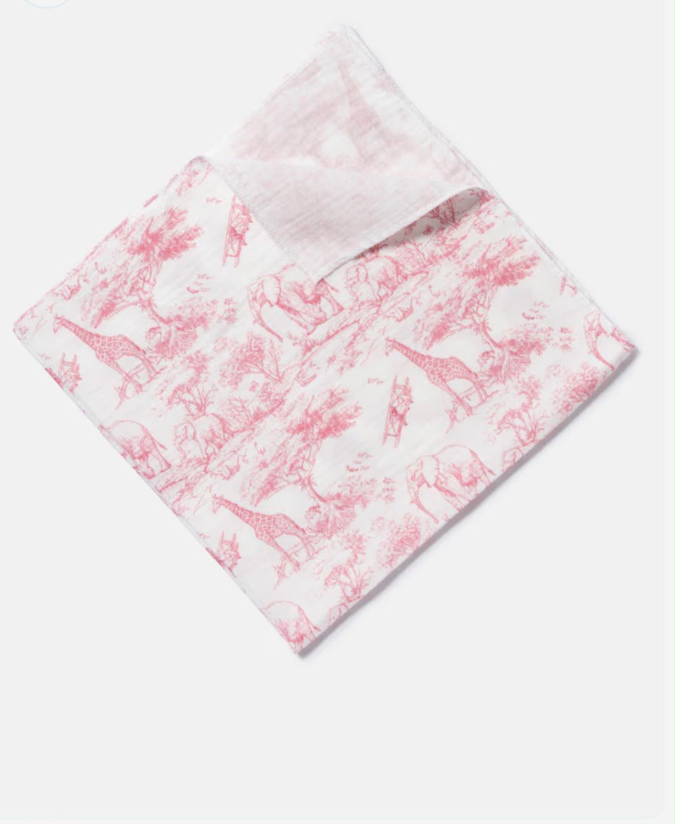 Luxury Safari Muslin Swaddles – Soft Blue & Pink Toile Wraps