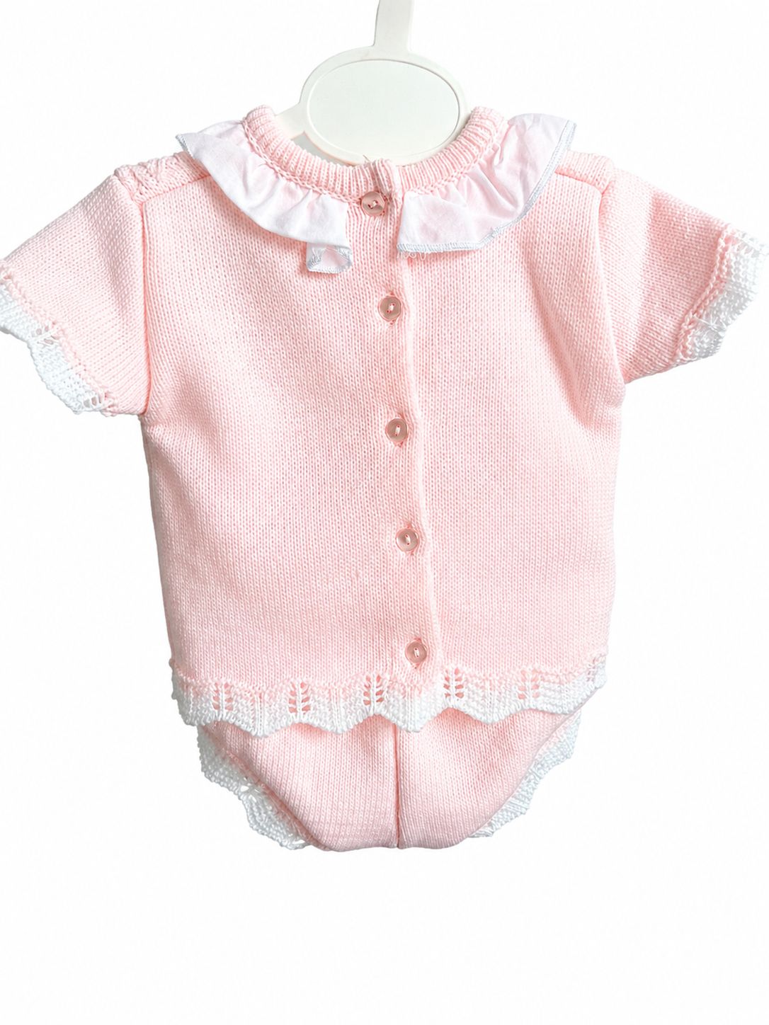 Blossom – Pink Knitted Toddler Girl Set with Frill Collar