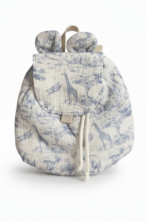 Quilted Muslin Toddler Backpack with Ears – Dusty Rose – Soft Blue