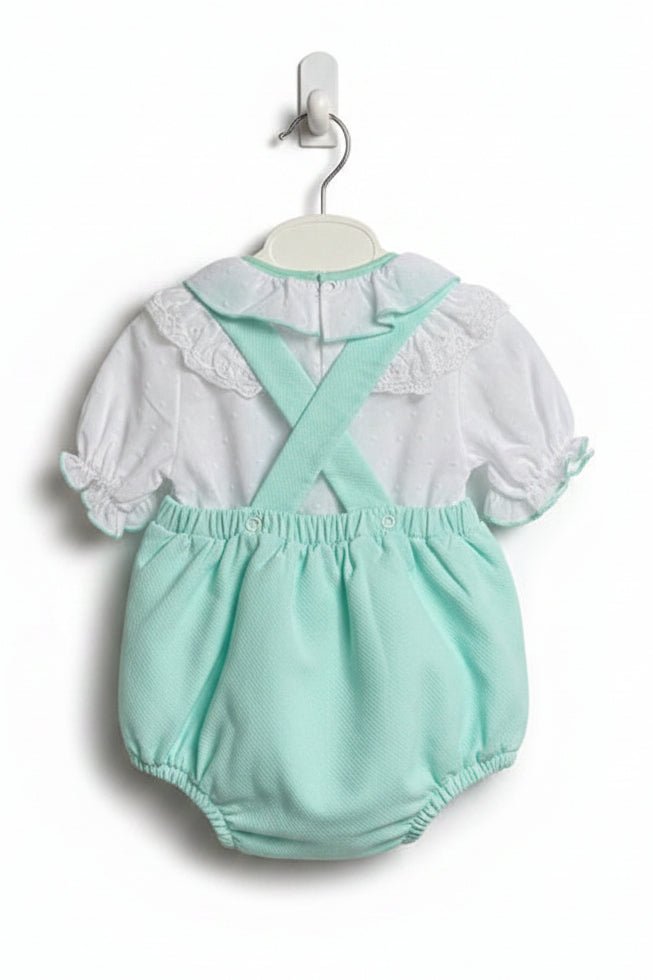 Nola – Spanish Style Mint Green Baby Romper – Ruffled Collar