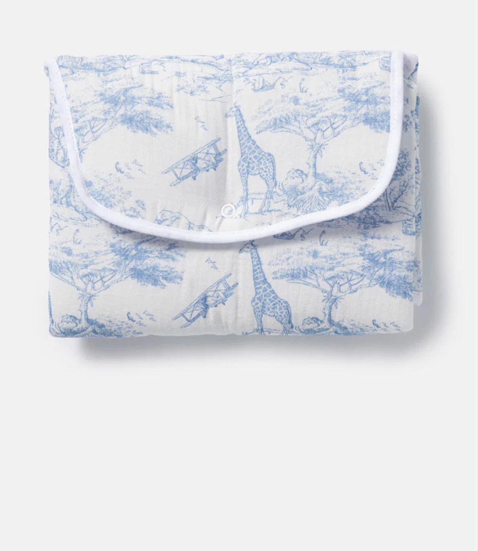 Portable Safari Toile Changing Mat – Pink & Blue Travel Changing Pad