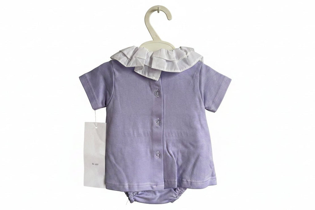 Lola – Pastel Lilac Baby Girl Set with Ruffle Collar