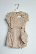 Jax – Traditional Oatmeal Knit Baby Boy Romper Set with Booties