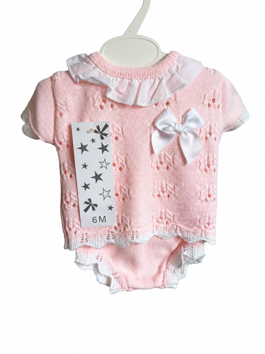 Blossom – Pink Knitted Toddler Girl Set with Frill Collar