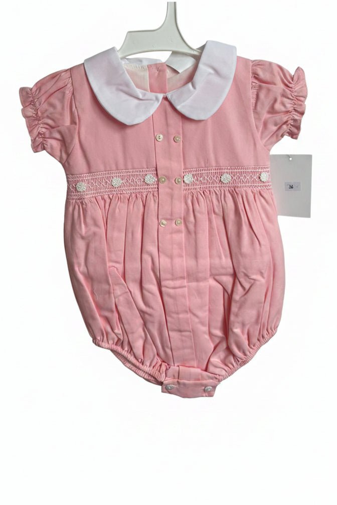 Honey – Traditional Pink Smocked Baby Romper