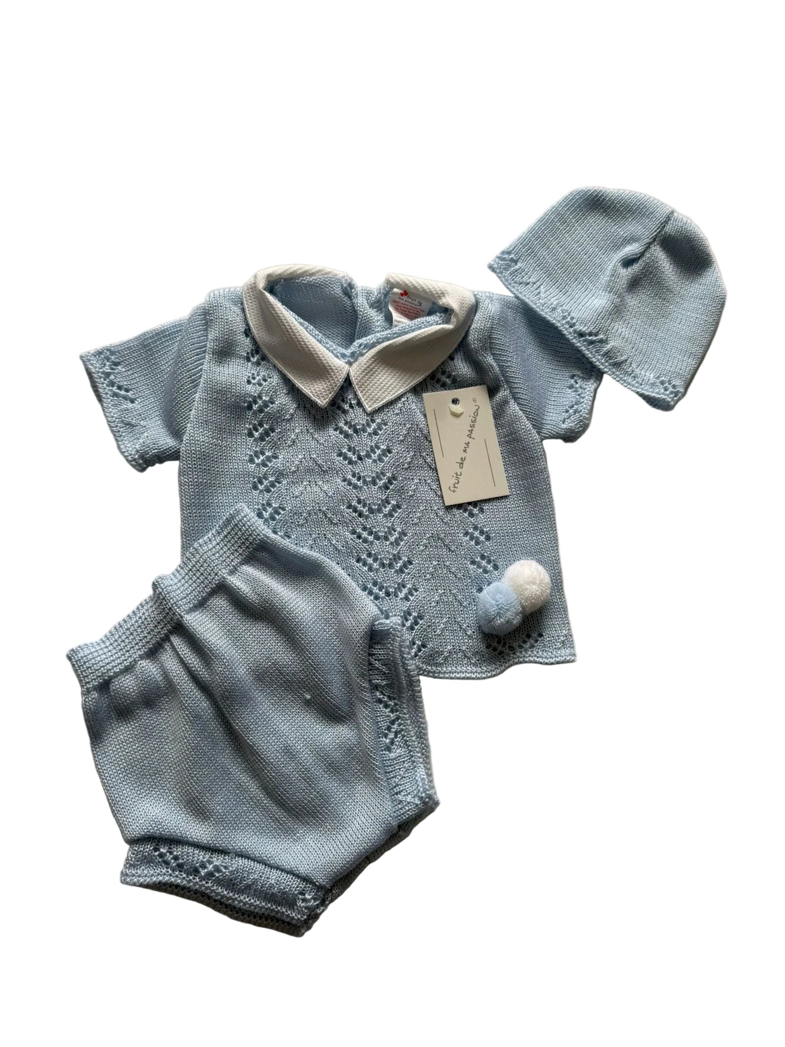 Teddy – Traditional Light Blue Knit Baby Set