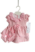Dollie – Pastel Pink Ruffled Baby Dress & Matching Knickers